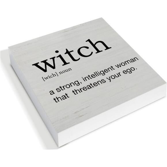 Halloween Decorations, Witch Definition Wooden Sign Decor Desk Sign Funny Witch - Picture 3 of 8
